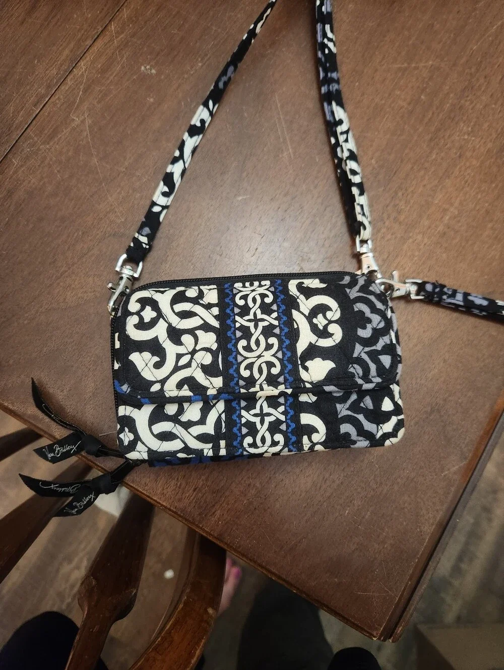Vera Bradley All In One Retired Canterbury Cobalt Crossbody Wristlet Wallet